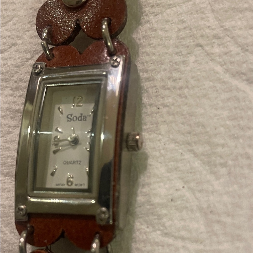 Soda Silver and Brown Rectangular Watch - image 5